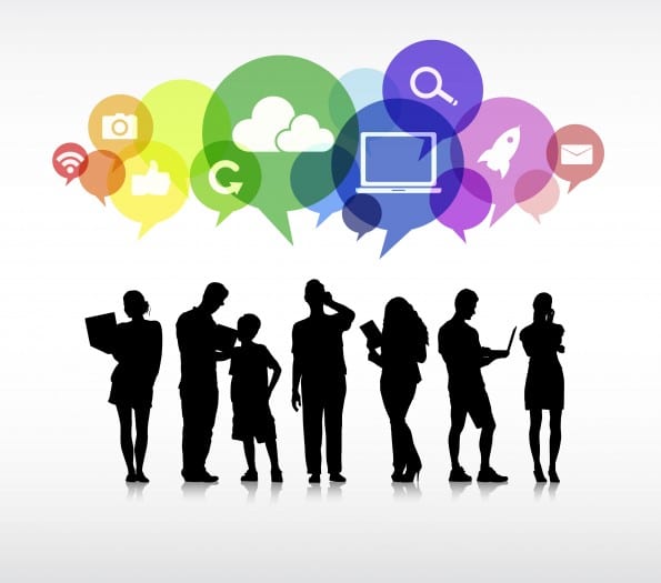 Diverse People With Colorful Speech Bubbles