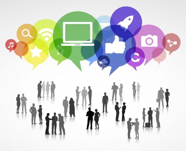 Vector of Business People with Social Media Symbols