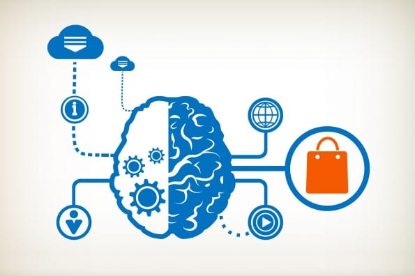 Shopping bag and abstract human brain