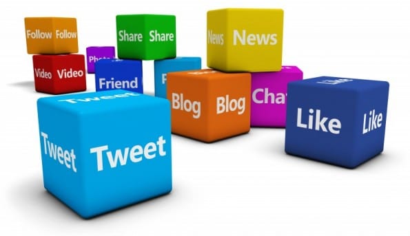 Social Media Web Signs On Cubes