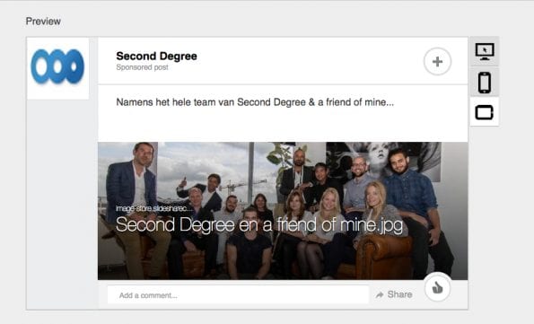 Voorbeeld LinkedIn Ads preview