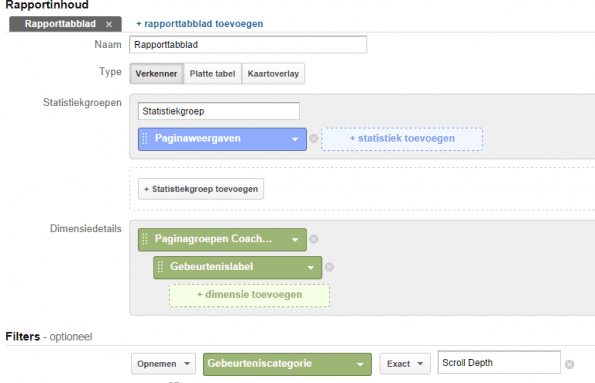 aangepast rapport scrolldiepte