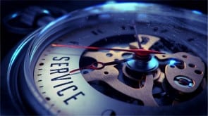 Service on Pocket Watch Face. Time Concept.