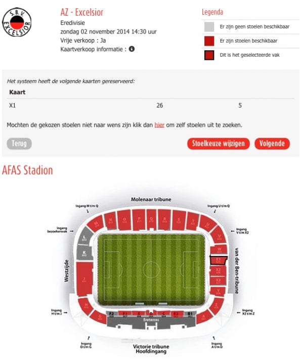 Kaartje kopen bij AZ Alkmaar