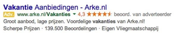Voorbeeld complementaire AdWords advertentie