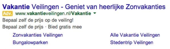 Voorbeeld niet-complementaire advertentie met highlight-extensie