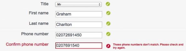 Real-time in-line validation is de beste manier om foutmeldingen te geven in formulieren