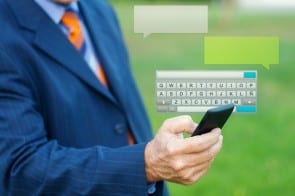 Man texting with Smartphone