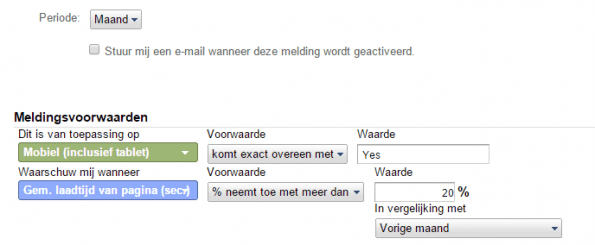 aangepaste melding laadtijd mobiel