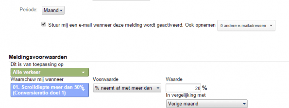 aangepaste melding scrolldiepte