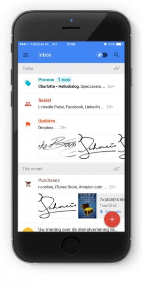 Weergave nieuwe Inbox by Gmail