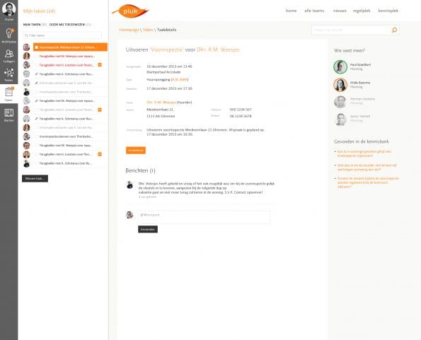 Social Task Management woningcorporatie Accolade intranet