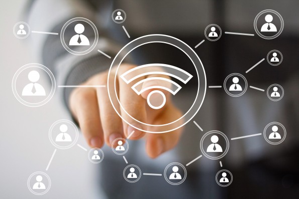 Social Network Interface businessman wifi signal