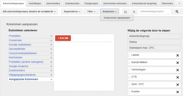 Aangepaste Kolommen