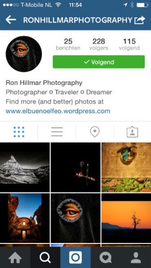 Instagram account Ron Hillmar Photography