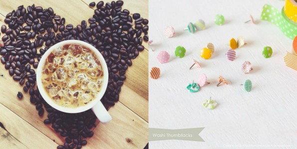 Links: foto van Starbucks met laag contrast donker-licht. Rechts: foto van Office depot met hoog contrast donker-licht.