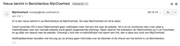Voorbeeld bericht van MijnOverheid