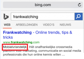 Bing label mobielvriendelijk