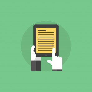 E-book in hands flat icon illustration