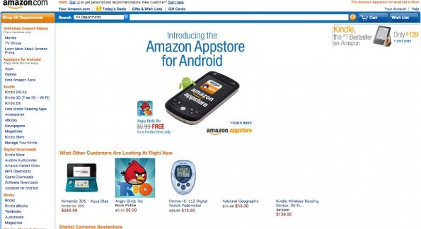 Amazon home page in 2011.