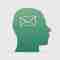 Human head with hand drawn letter icon