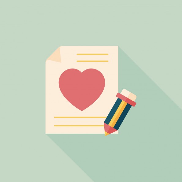 Valentine's day love letter flat icon with long shadow,eps10