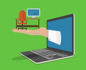 Online job searching flat vector concept.