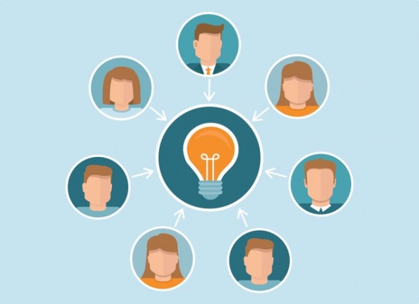 Vector crowdsourcing concept in flat style