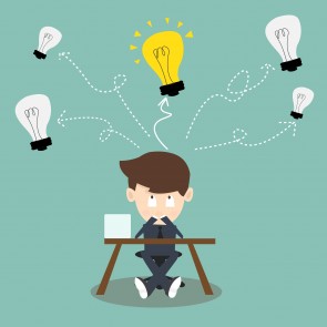 Thinking businessman making decision and have an idea