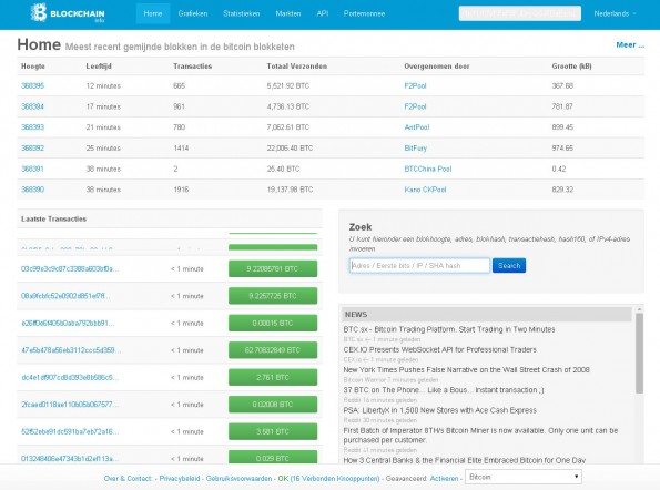 Op https://blockchain.info kun je alle transacties zien van alle bitcoin 'wallets: live