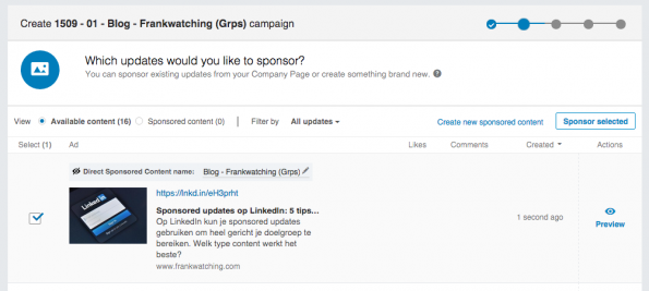 10. LinkedIn campaign manager - DSC selectie