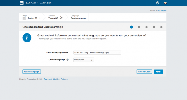 6. LinkedIn campaign manager - Naam campagne