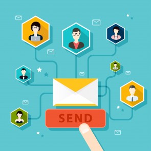 Marceting oncept of running email campaign, email advertising,