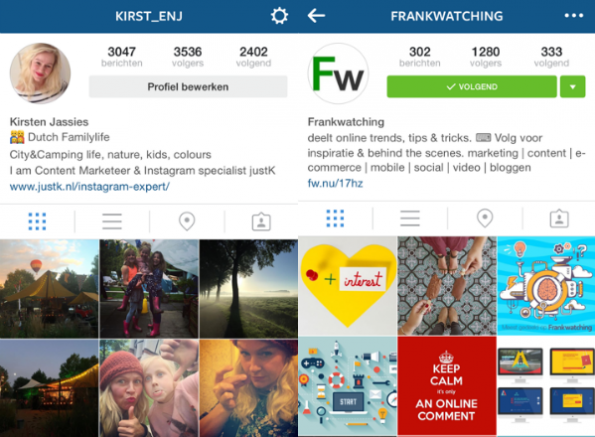 Instagram bio van Kirsten Jassies en Frankwatching.