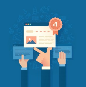 Modern flat style illustration of SEO concept of developing and improving website ranking so that it ranks highly on search engine result pages
