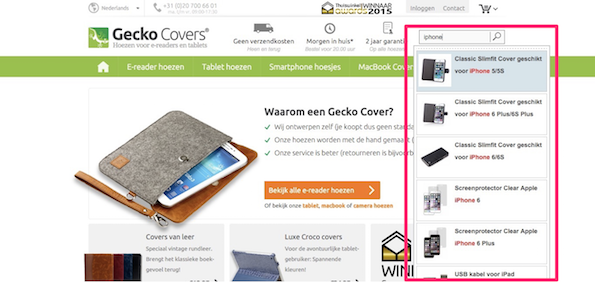 Intelligente zoekfunctie Gecko covers