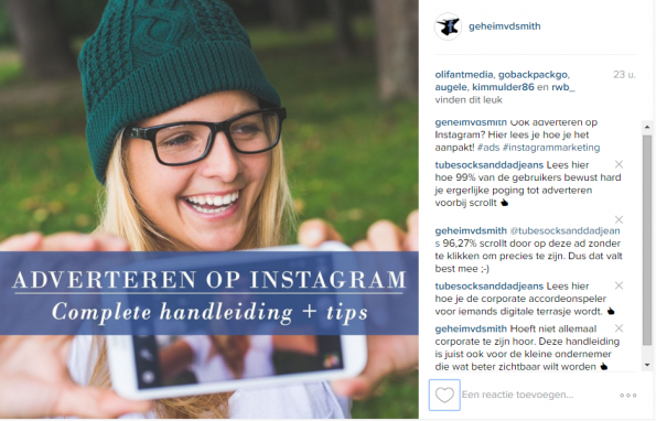 Instagram ad geheim van de smith