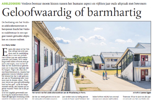 In Dagblad De Limburger deelde het college haar dilemma bij de vluchtelingenopvang