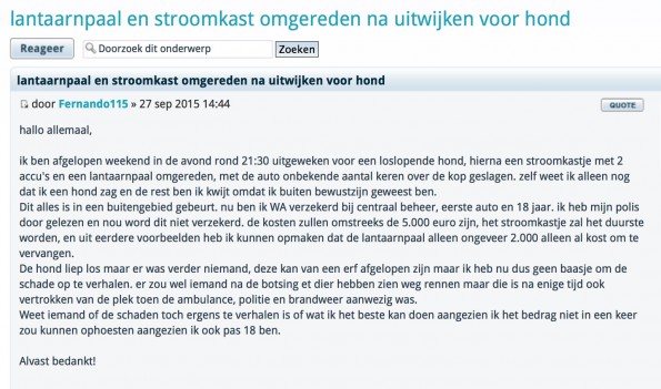 uitwijken hond