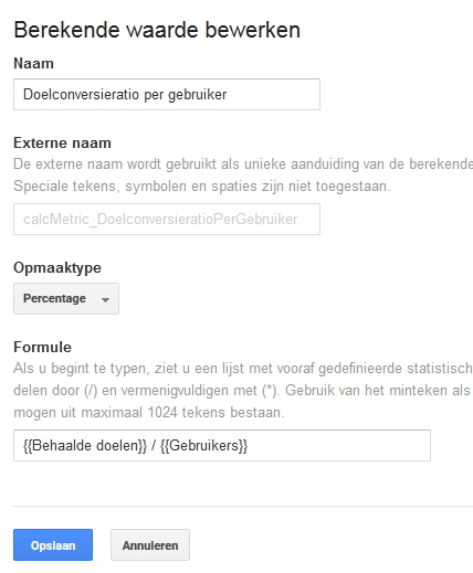 calculated metrics - samenstellen