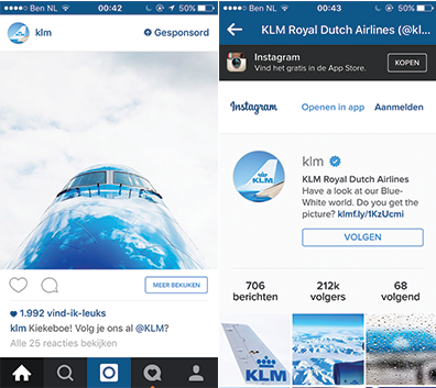 KLM Instagram follow advertentie 