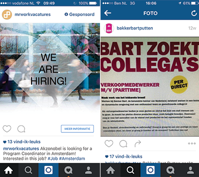 Vacatures op Instagram