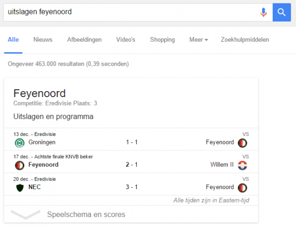 Voorbeeld featured snippet in Google.nl