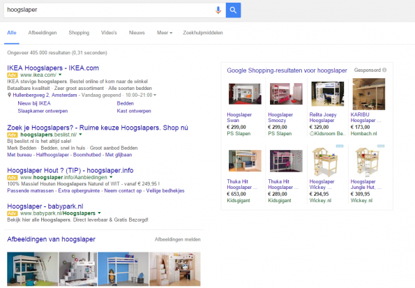 Afbeeldingen in Google resultaten