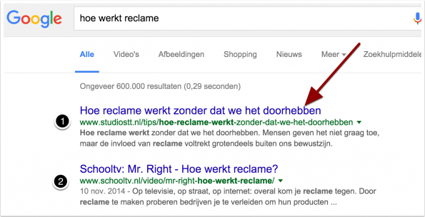 Hoe je hoger in Google komt door Neuromarketing - google nummer 1