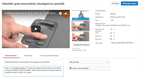 YouTube omschrijving invullen