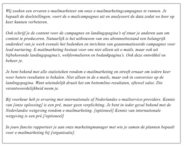 voorbeeldvacature