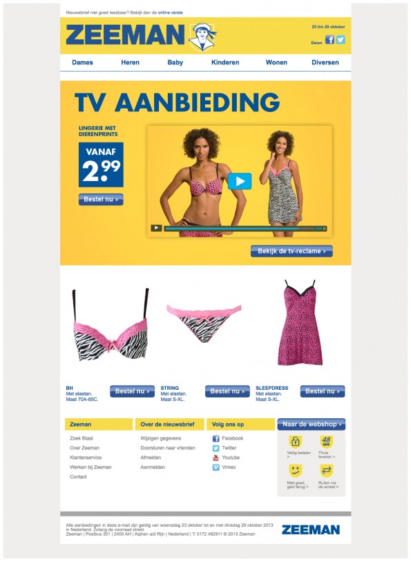 TV aanbieding: lingerie met dierenprints