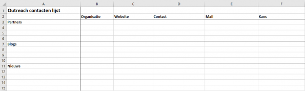 outreach lijst bijhouden ook in excel