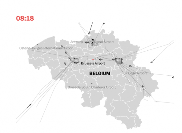 vlieglijnen boven Belgie